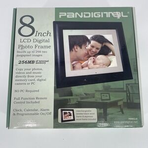 New Pandigital 8 Inch Digital Photo Frame With Remote 256MB Clock Calendar Alarm